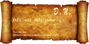 Dévai Nándor névjegykártya